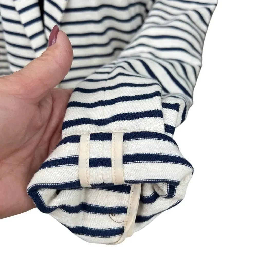 J.CREW size M blazer cream with navy stripes cotton
